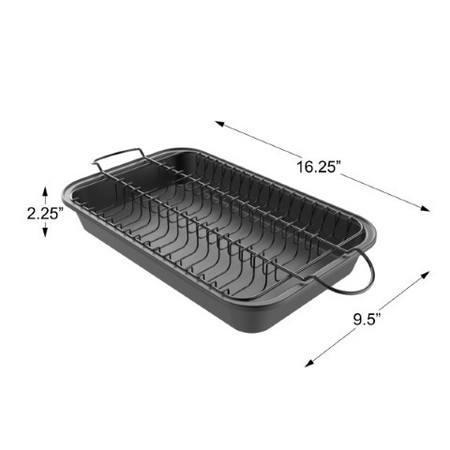 Hastings Home 2-in-1 Meatball Pan Roaster with Removable Wire Rack to Drain Fat and Grease-Nonstick Baking Tray 656170KBK